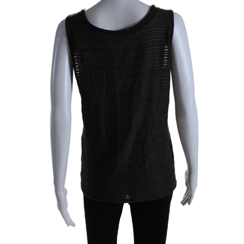 Armani Collezioni Dark Brown Sheer Striped Sleeveless Top Size 10 - Picture 4 of 6